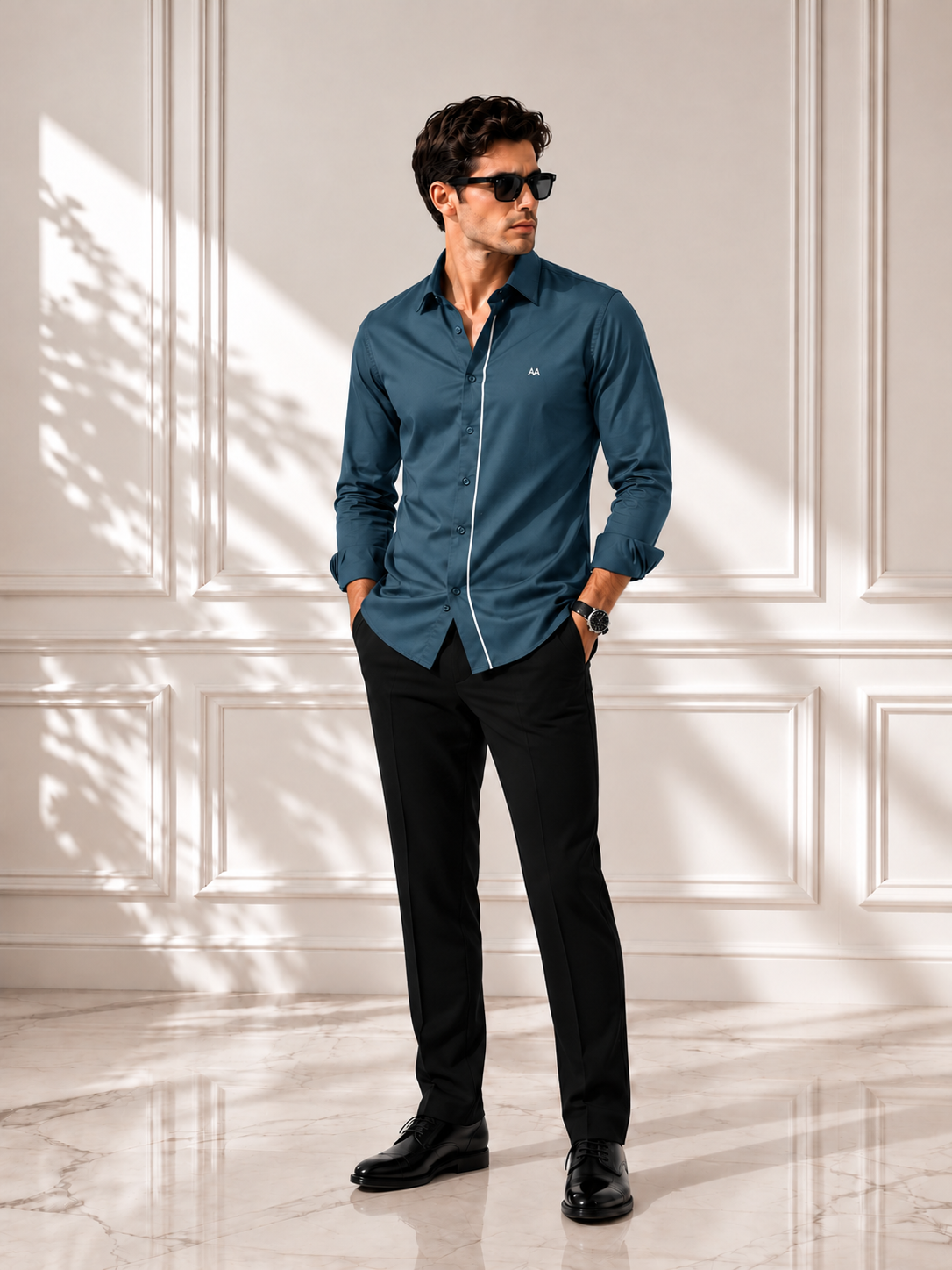 Grey Strip Classic Teal Shirt