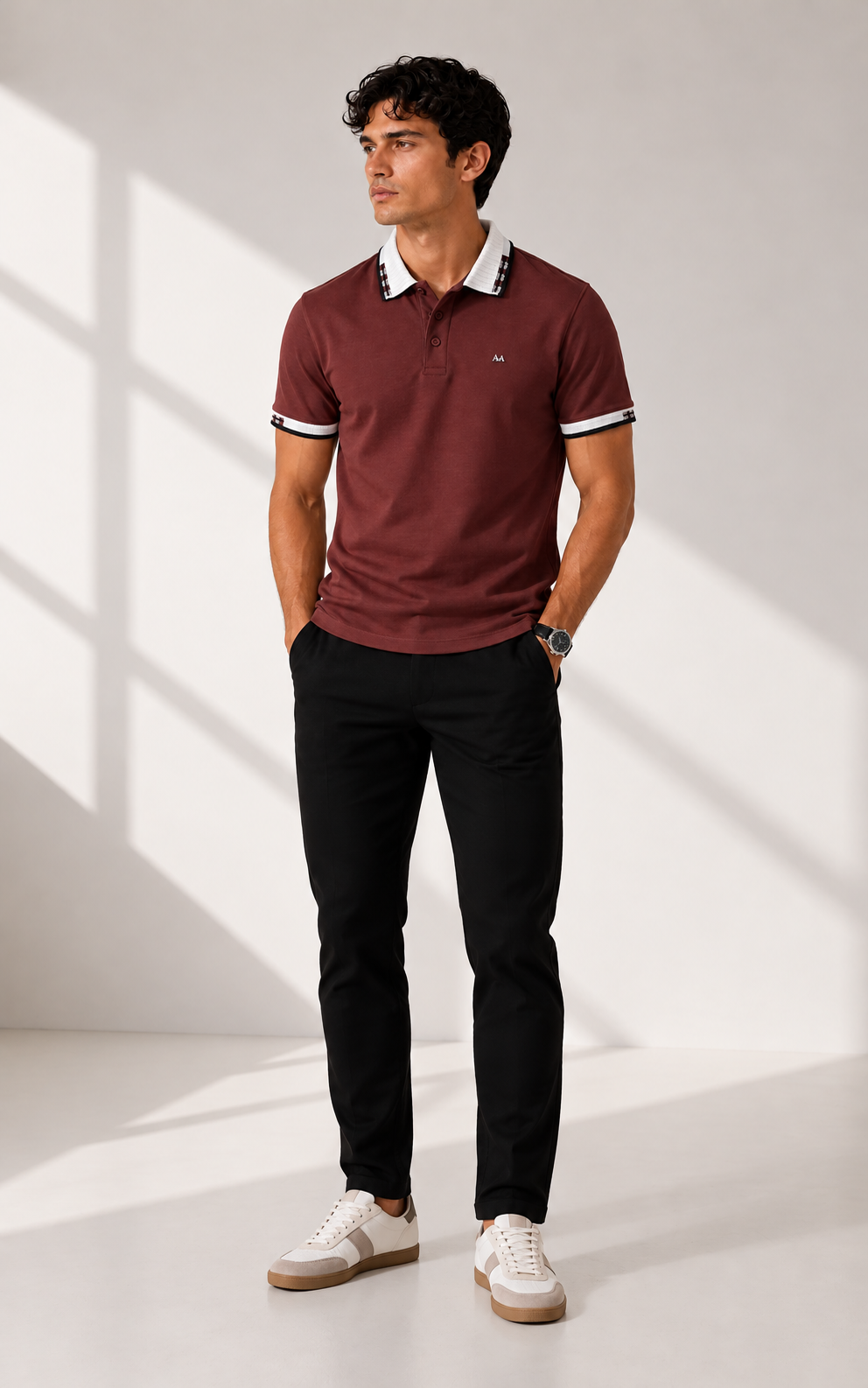 White checks Brown polo