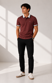 White checks Brown polo