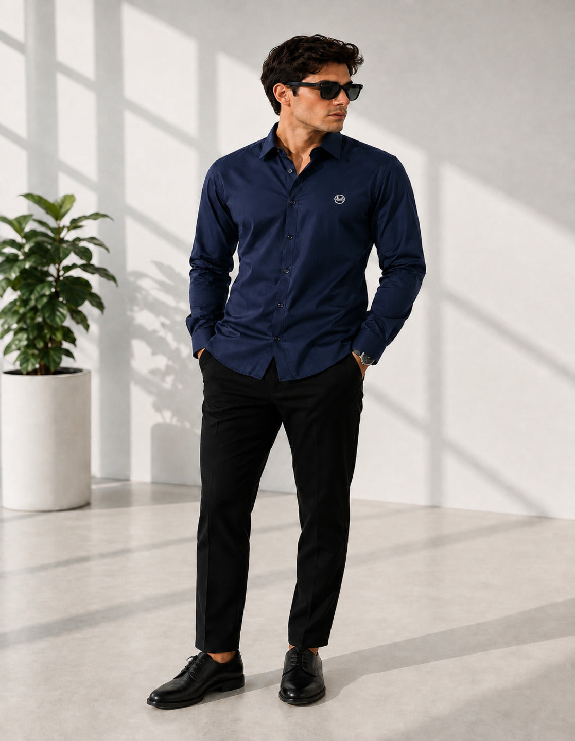 Navy Blue Full Sleeves Shirt For Man