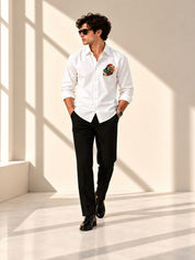 Abstract Face Embroidered Shirt