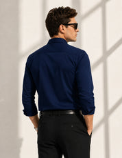 Navy Blue Solid Smart Casual Shirt