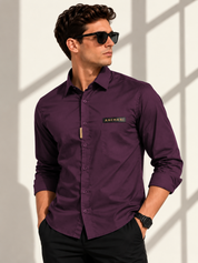 Wine Solid Smart Casual Shirt