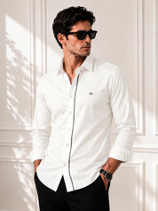 Grey Strip Classic white Shirt