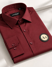 Maroon Shirt with Golden Accent