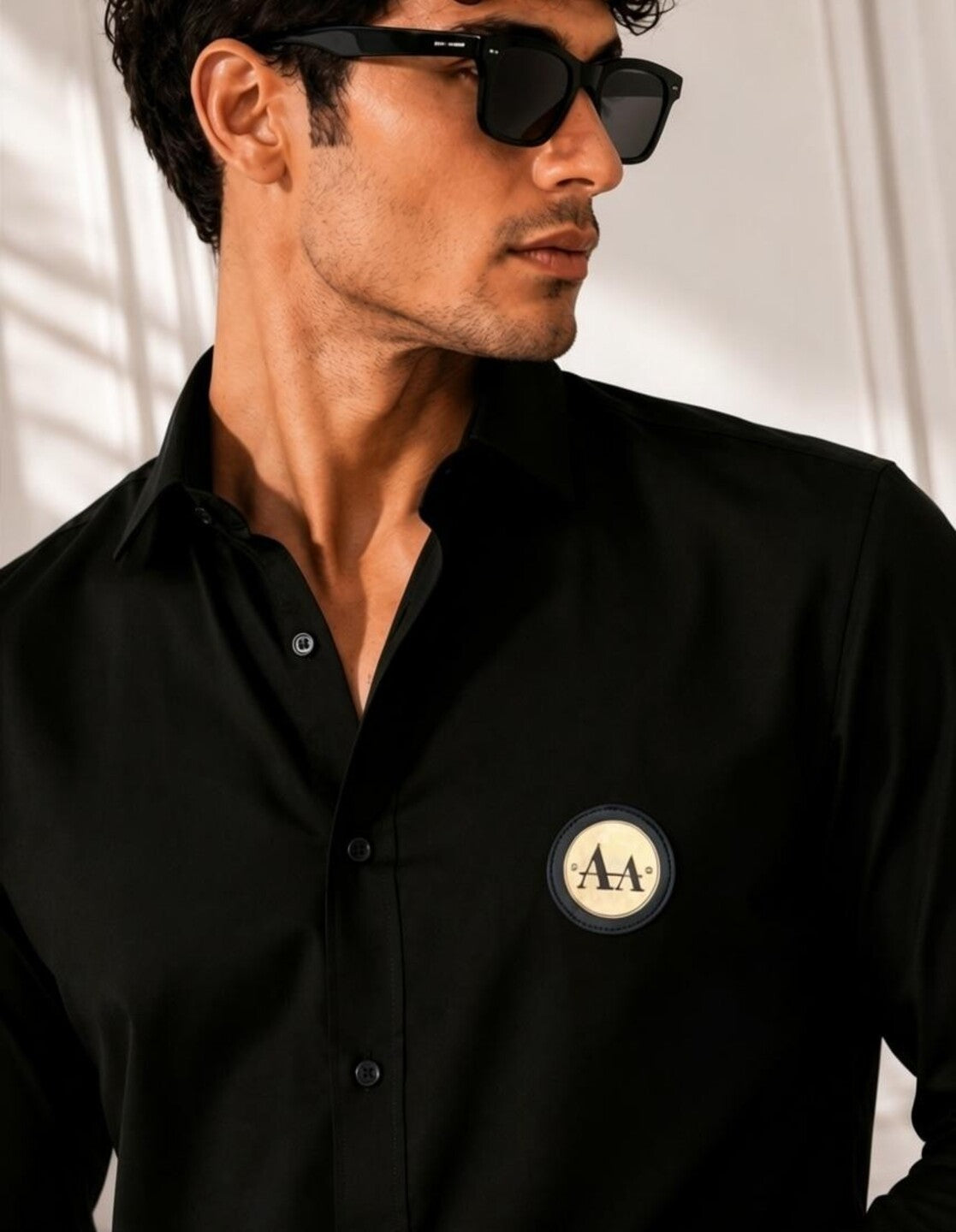 Black Shirt with Golden Accent