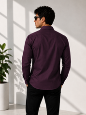 Wine Solid Smart Casual Shirt