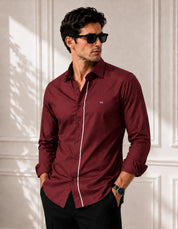 Grey Strip Classic Maroon Shirt
