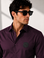 Wine Solid Smart Casual Shirt