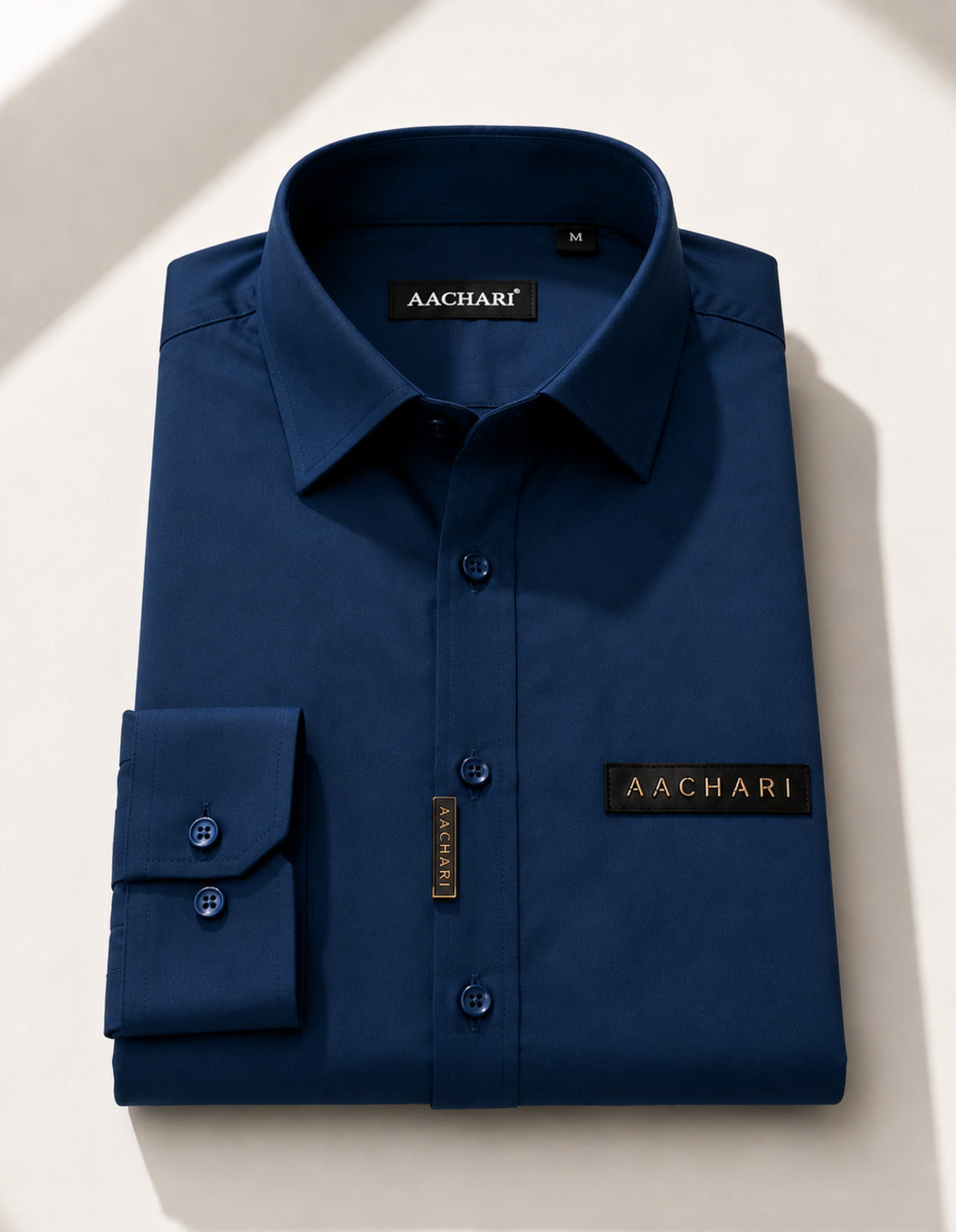Navy Blue Solid Smart Casual Shirt