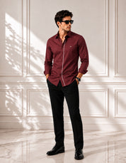 Grey Strip Classic Maroon Shirt