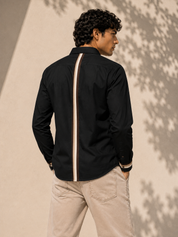 Brown Trim Black Shirt