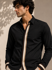 Brown Trim Black Shirt