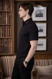 Black ribbed polo