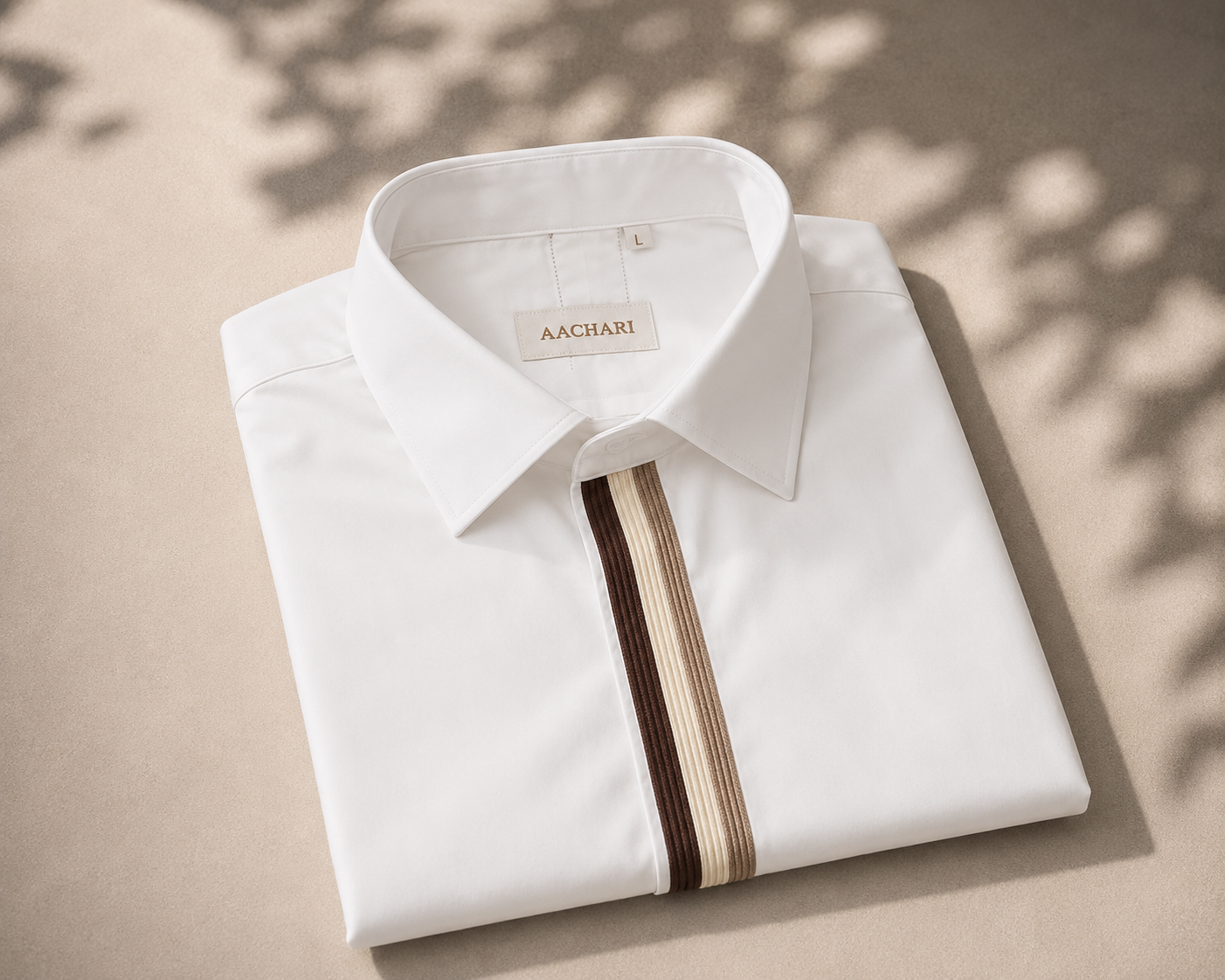 Brown Trim White Shirt