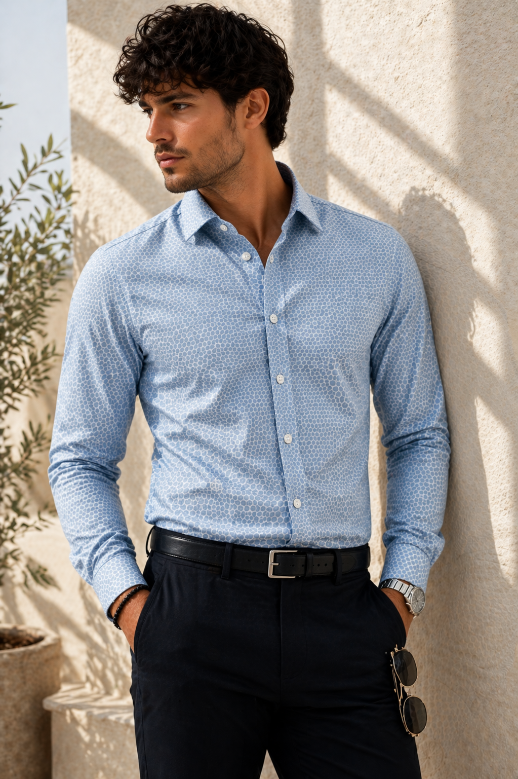 Ocean blue micro dot shirt