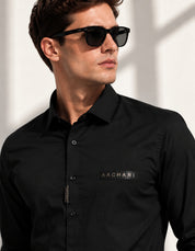Black Solid Smart Casual Shirt