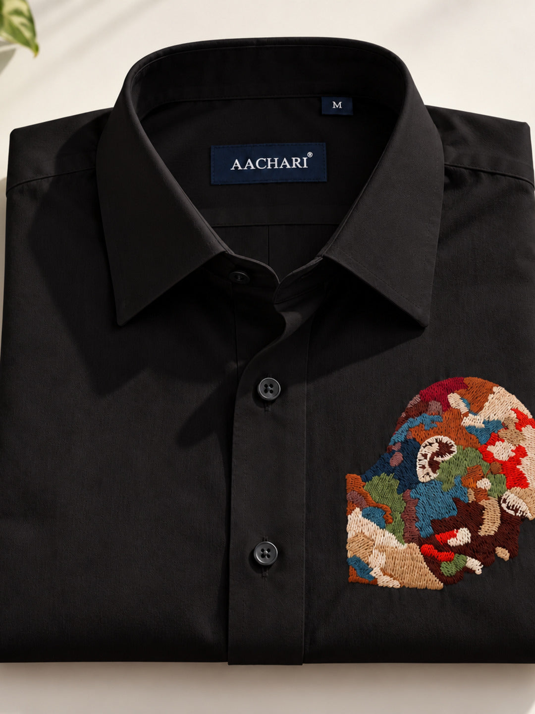 Abstract Face Embroidered Shirt