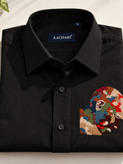 Abstract Face Embroidered Shirt