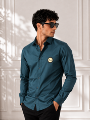 Teal Shirt with Golden Accent