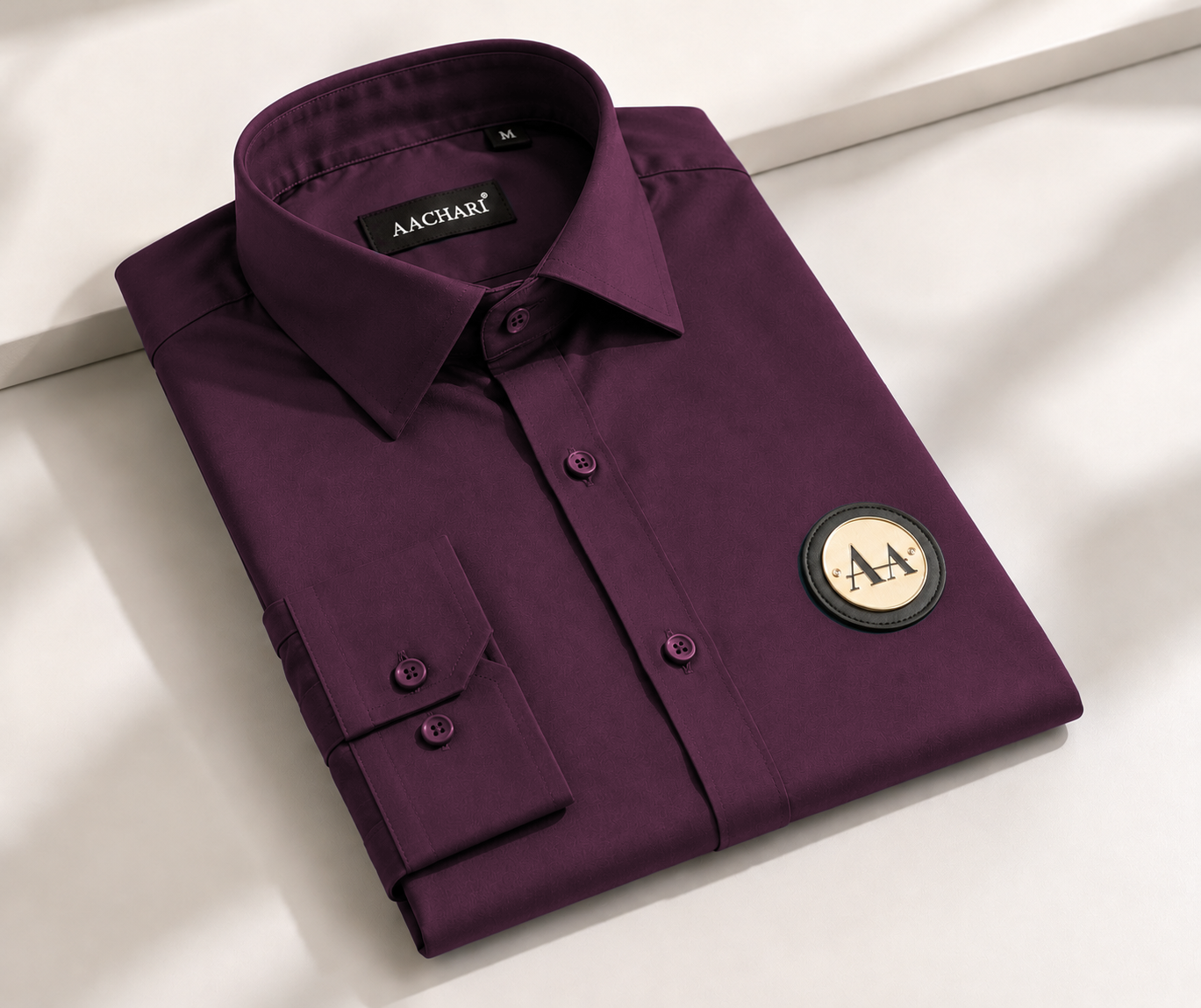Wine Shirt with Golden Accent
