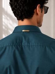 Teal Shirt with Golden Accent