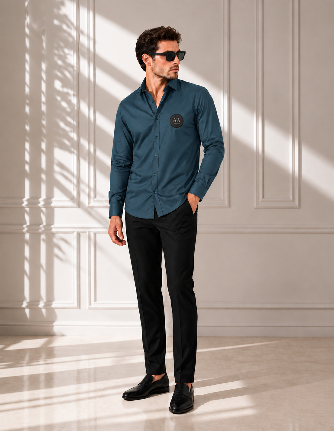 Classic Teal Full Sleeves Men's Shirt