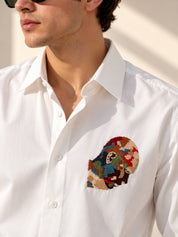 Abstract Face Embroidered Shirt