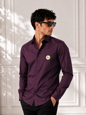 Wine Shirt with Golden Accent