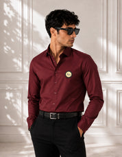 Maroon Shirt with Golden Accent