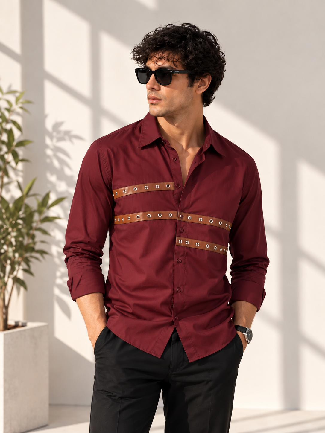 Leather Strap Shirt