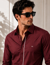 Grey Strip Classic Maroon Shirt