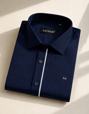 Grey Strip Classic blue Shirt