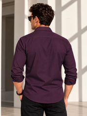 Wine Solid Smart Casual Shirt