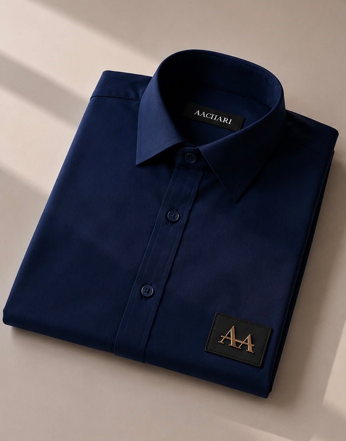 Classic Elegant Men's Navy Blue Shirt