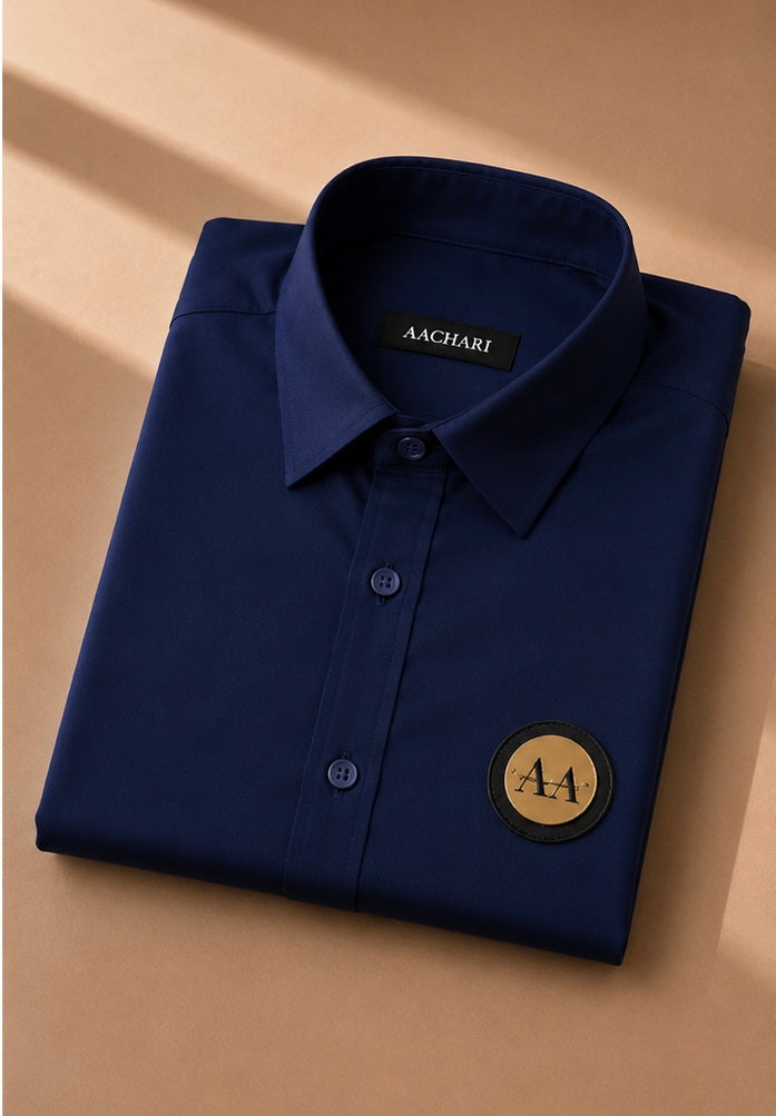 Navy blue Shirt with Golden Accent