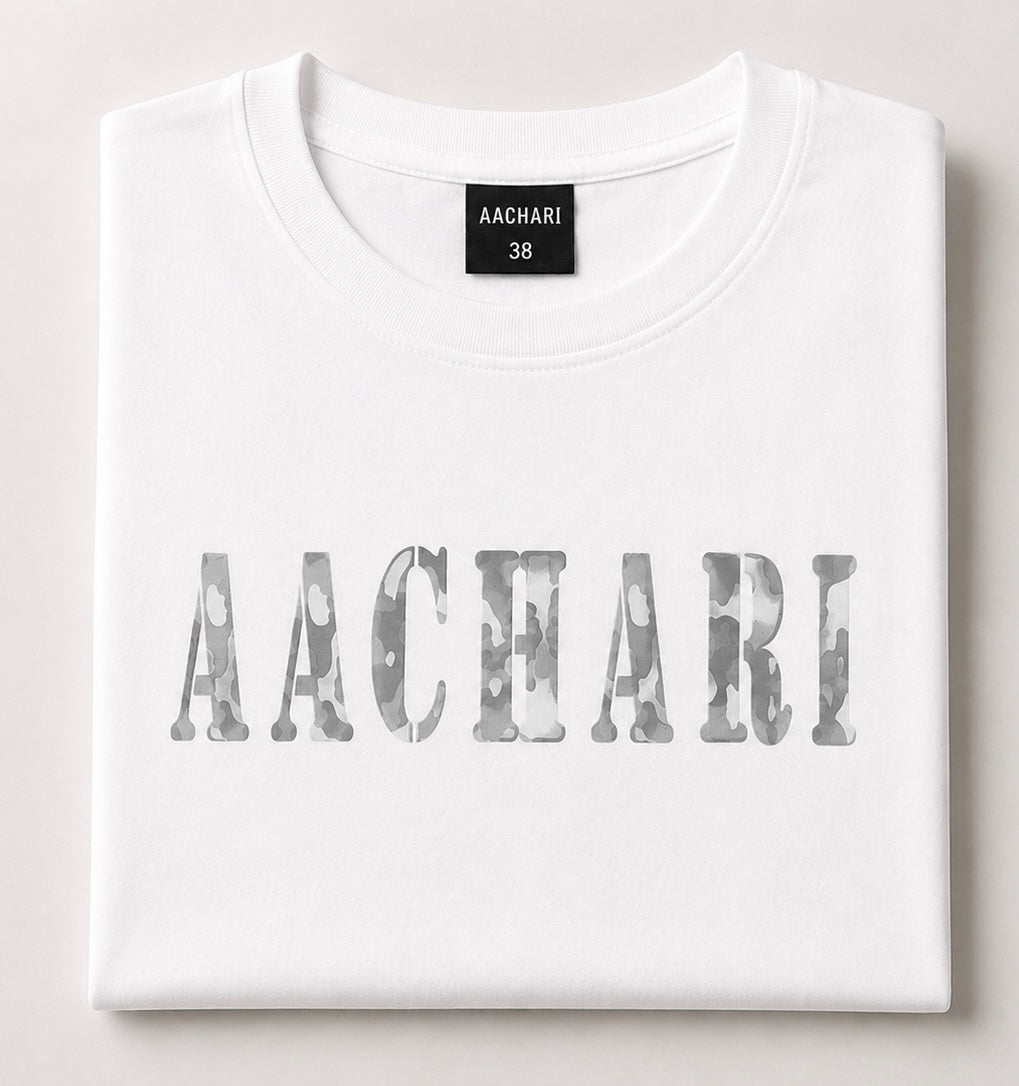 Aachari Men's Casual White T-shirt