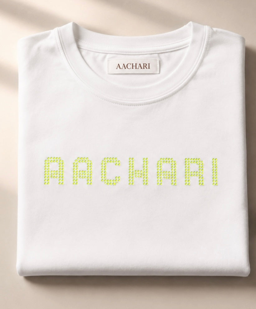 White T-shirt with Neon Green Tint