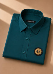 Teal Shirt with Golden Accent