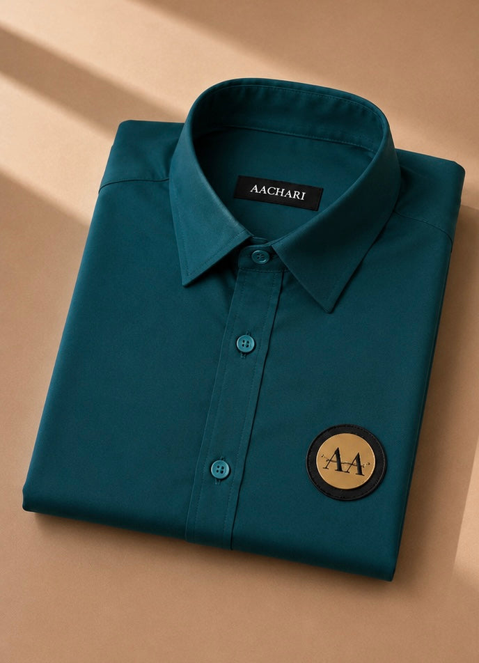 Teal Shirt with Golden Accent