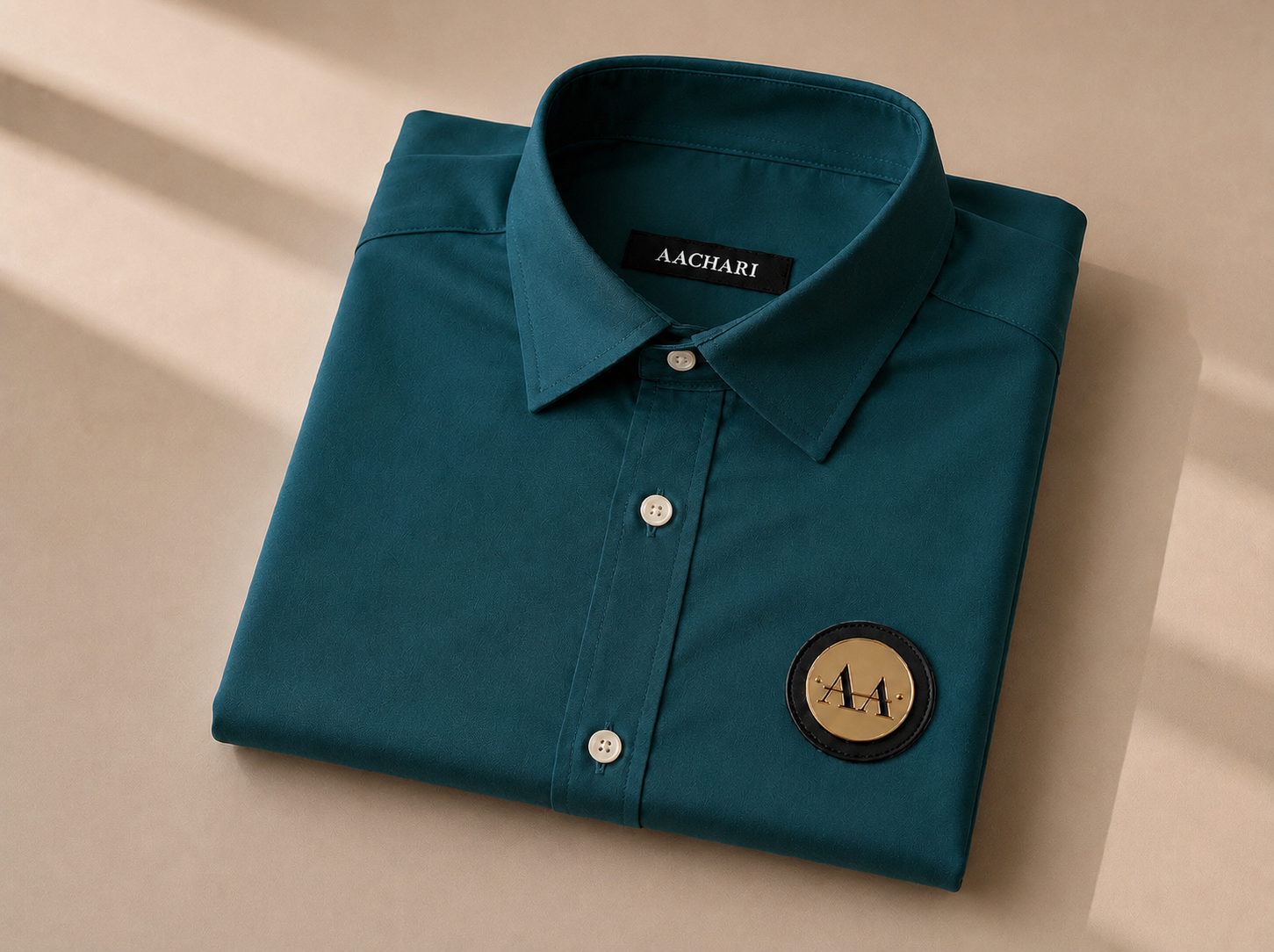 Teal Shirt with Golden Accent
