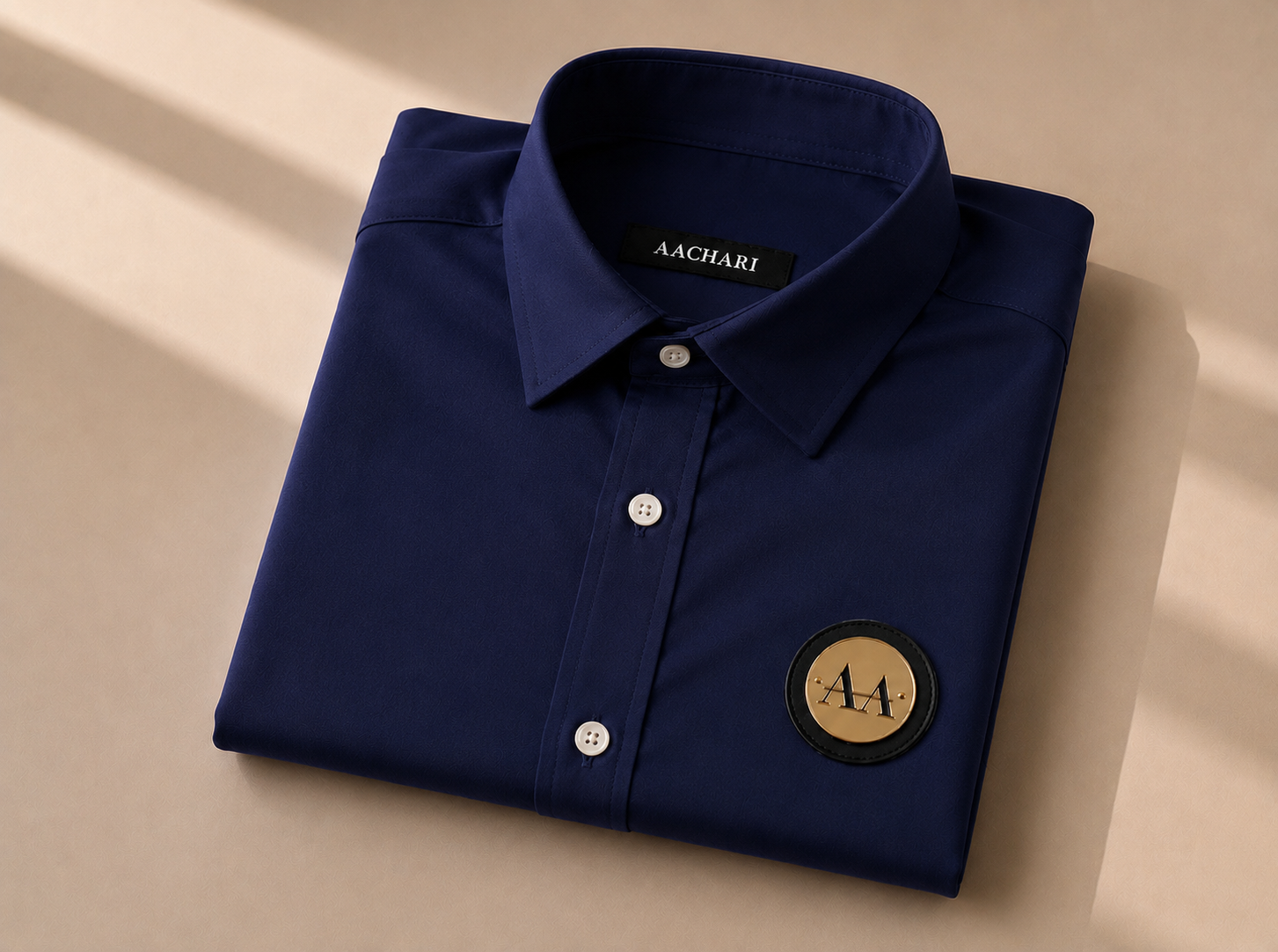 Navy blue Shirt with Golden Accent