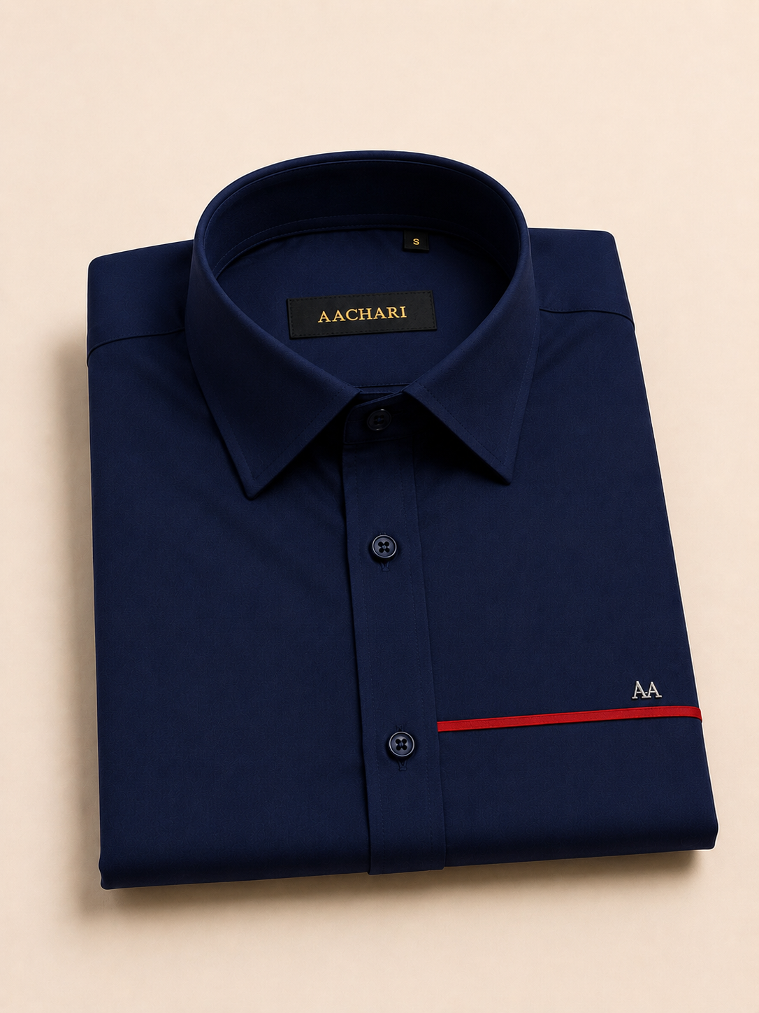 Red Line Accent Navy Blue Shirt