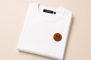 White T-Shirt with Brown Accent
