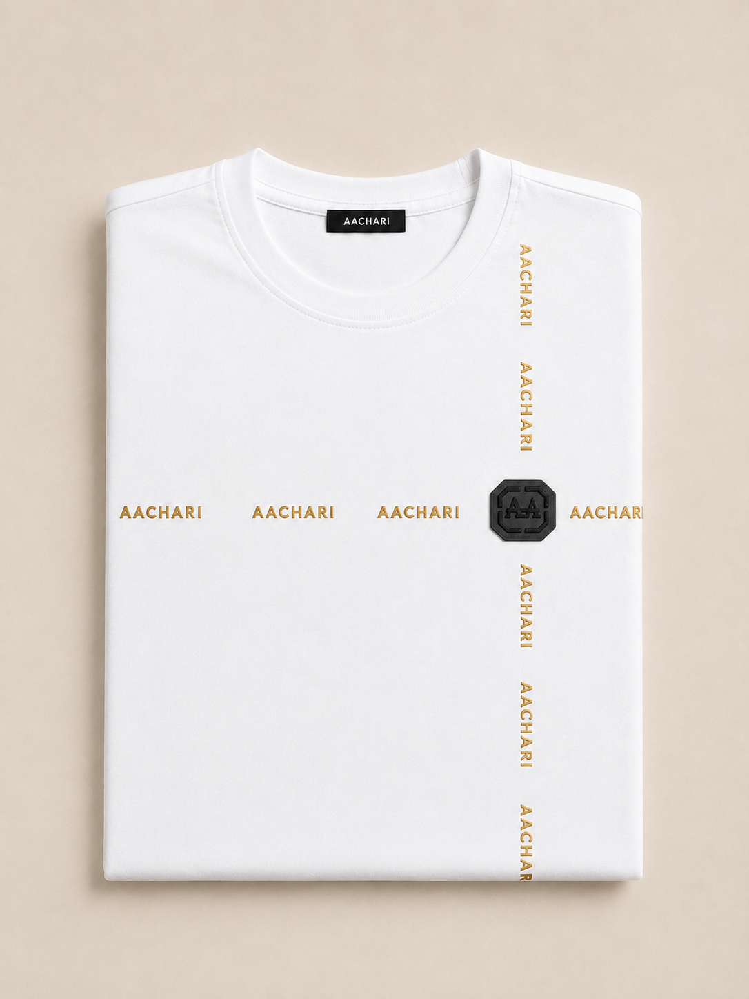 White Tshirt with Gold Accent