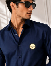 Navy blue Shirt with Golden Accent