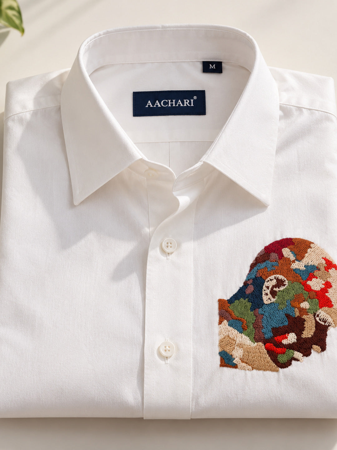 Abstract Face Embroidered Shirt