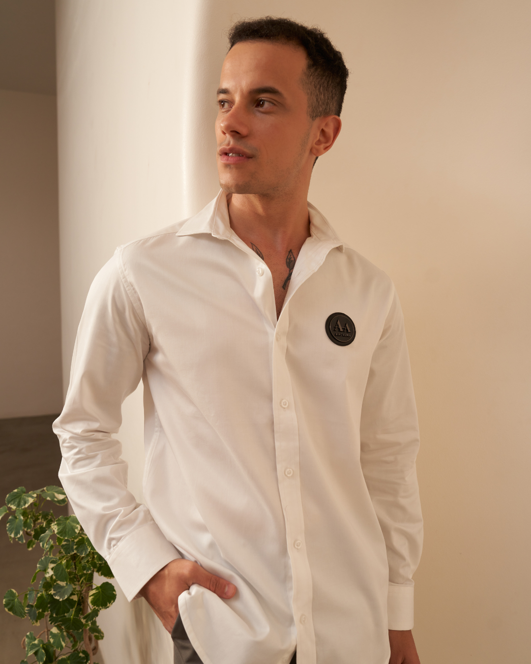 Onyx Charm – Classic White Shirt for Men