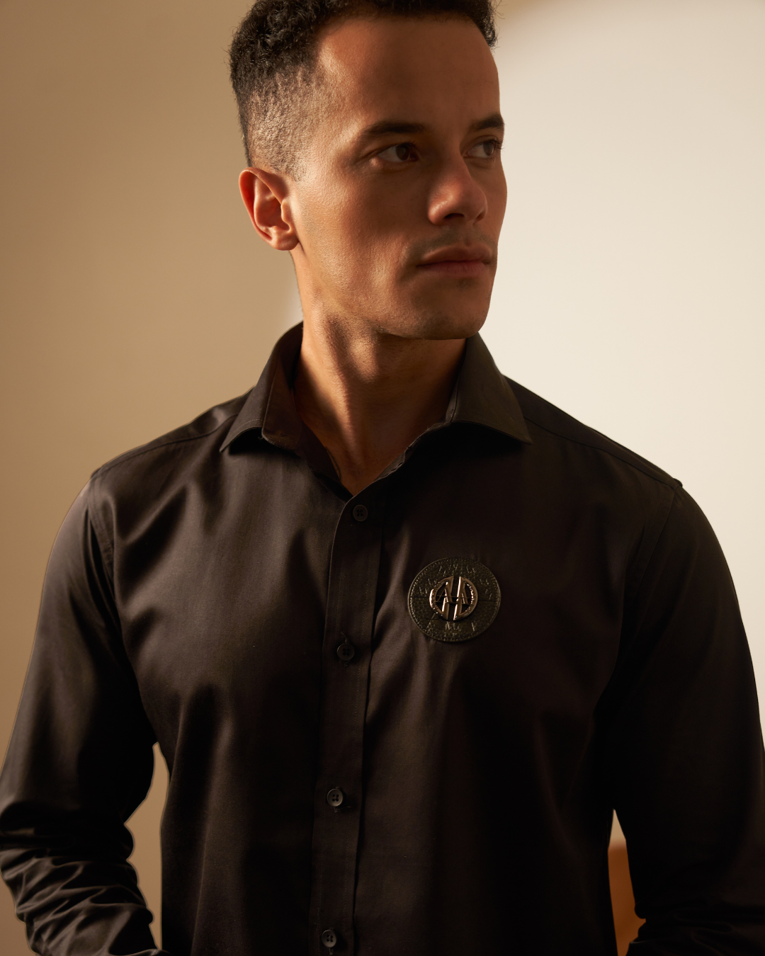 Black Shirt with Embroidered Badge