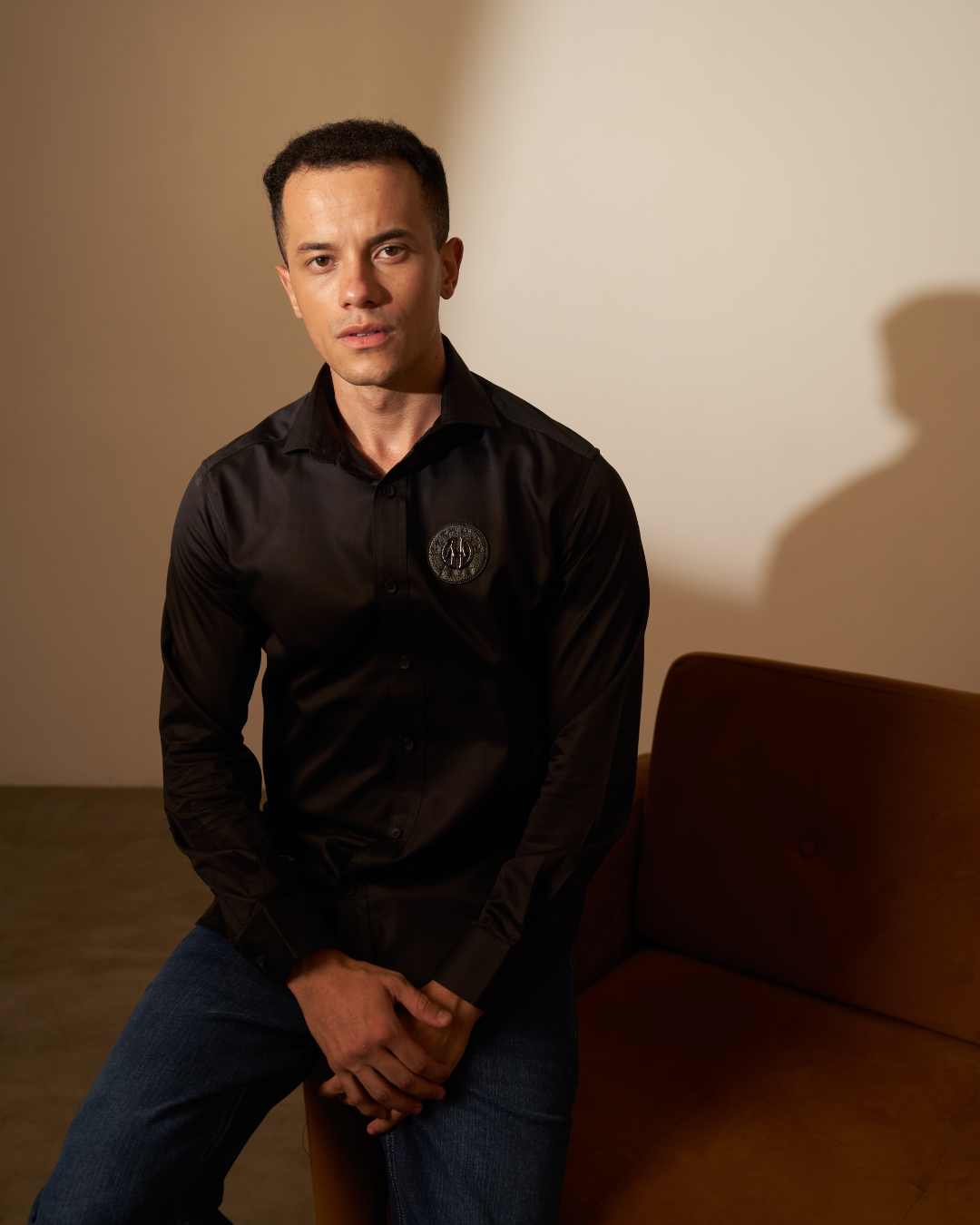 Black Shirt with Embroidered Badge